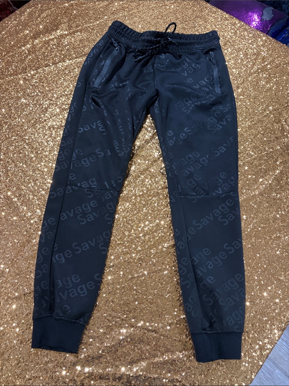 Black 'Savage' Logo Jogger Pants for Women